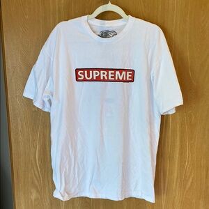 Supreme White and Red Short Sleeve Tees